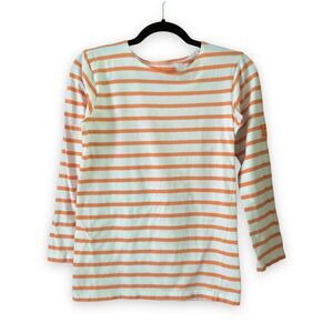 Peter Beaton Nantucket Orange White Breton Stipe Long Sleeve Shirt XS Preppy
